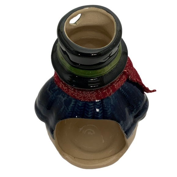 Old World Snowman Candle Votive Holder Glazed Clay Pottery Pierced Cut Outs NWT - Picture 5 of 15